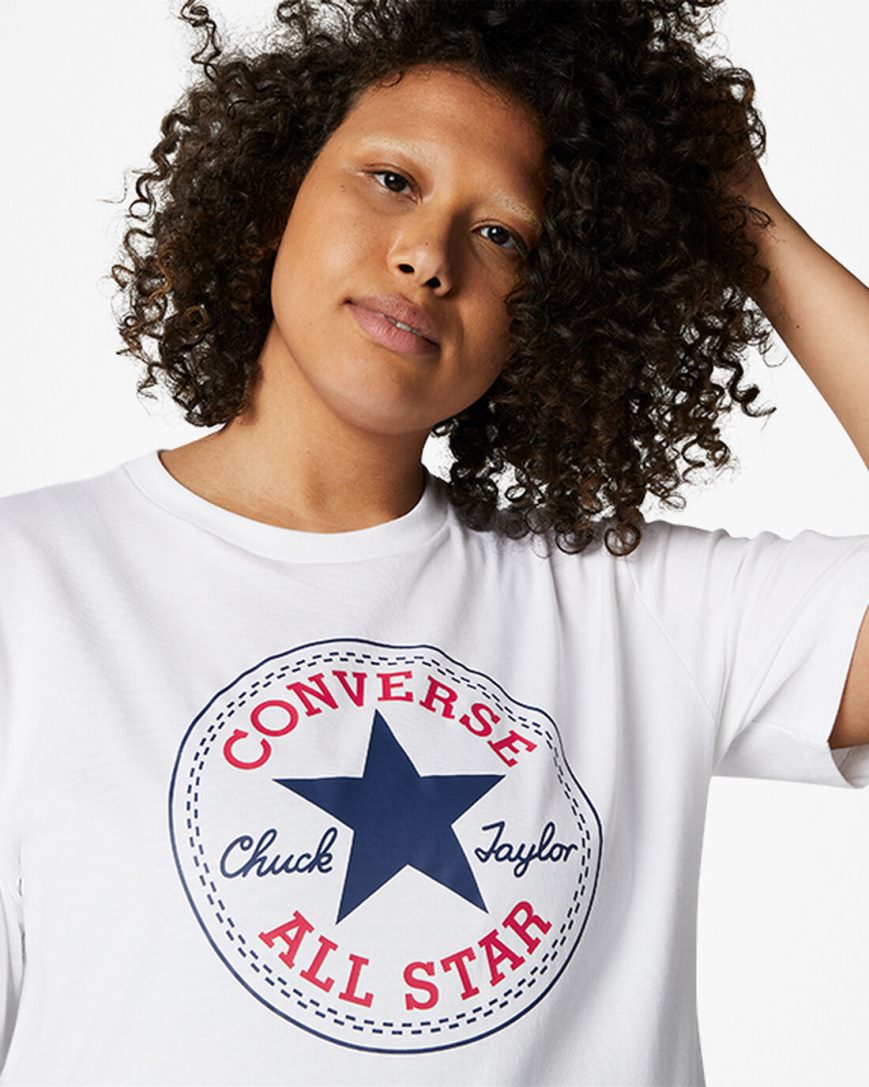 Men's Converse Go-To Chuck Taylor Classic Patch Standard Fit T-Shirts White | AU 63C19W
